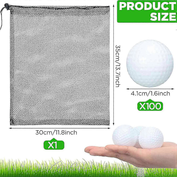 100 stk. Golf Træningsbolde Hul Golfbold Træning Golfbolde Med Mesh Snøre Opbevaringsposer F