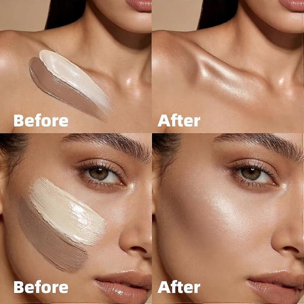 2-i-1 konturstift, krem dobbel highlighter concealer stift bronzer highlighter penn Dark brown