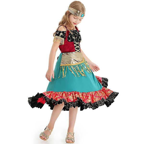 Tytöt Mystic Fancy Mekko Halloween Cosplay Gypsy Girl Fortune Teller Puku Lapselle 7-10 Years Old