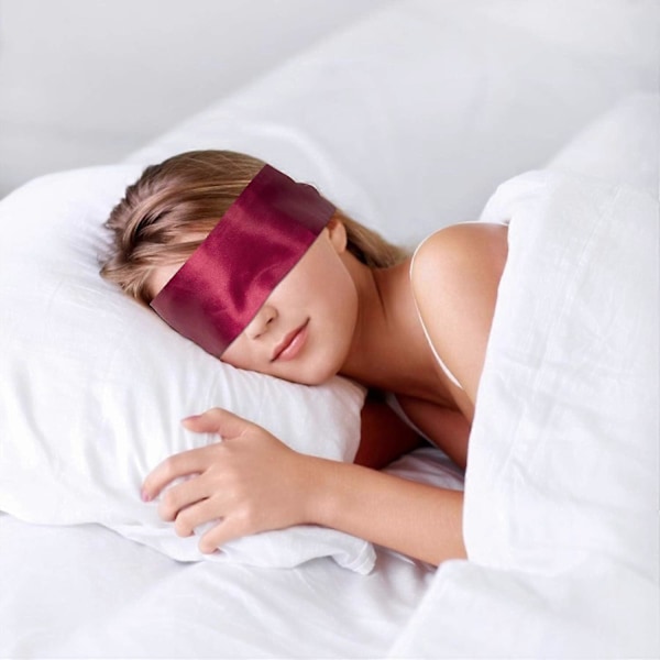 MUJIXI Satin Sovmask, 2 Stycken Sovmask, 150cm Ögonbindel Satin Sovmask för Par, 2-pack Svart och Röd Satin Ögonmask Sovmas