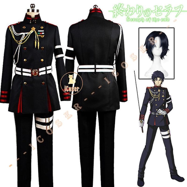 Anime Seraph Of The End Ichinose Guren Cosplay Kostume Paryk Sort Dæmon Army Uniform Guren Squad Outfit Halloween Mænd Sæt Drenge Male XXL