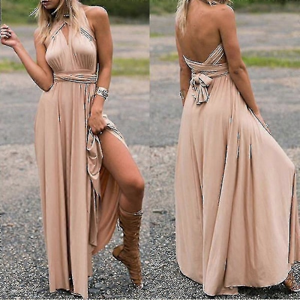 Exy Dame Multiway Wrap Konvertibel Boho Maxi Club Rød Kjole Bandasje Lang Kjole Party Brudepiker Infinity Robe Longue Femme-yezi
