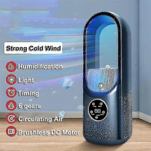 Luftkøler LED Display Aircondition Befugtning Elektrisk Ventilator 6 Hastigheder Støjsvag Timer Ventilator Befugter