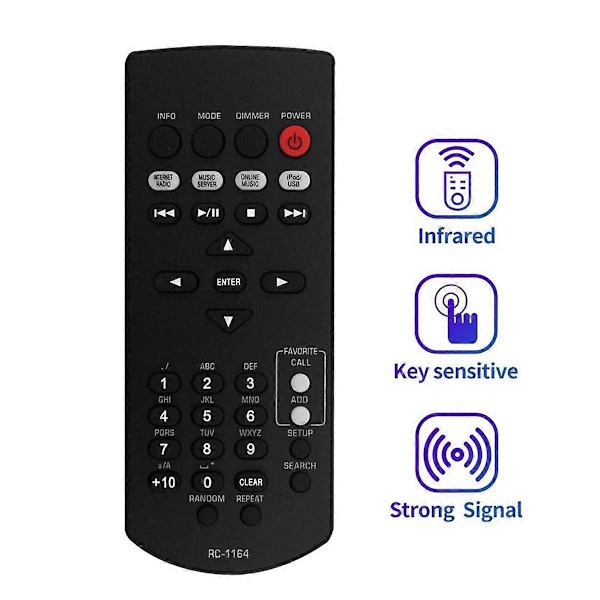 Ersättningsfjärrkontroll RC-1164 för RC-1164 AV-receiver AV Surround Receiver Fjärrkontroll