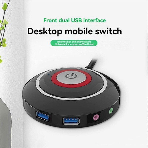 Strömbrytare för stationär dator med dubbla USB-portar och ljud PC
