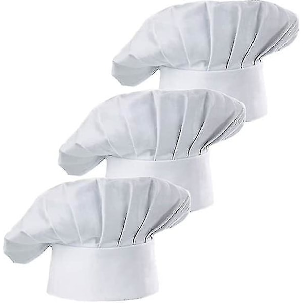 Set med 3-pack Vuxen Kockmössa Vuxen Justerbar Elastisk Bagare Kök Matlagning Kockmössa 3 Delar A