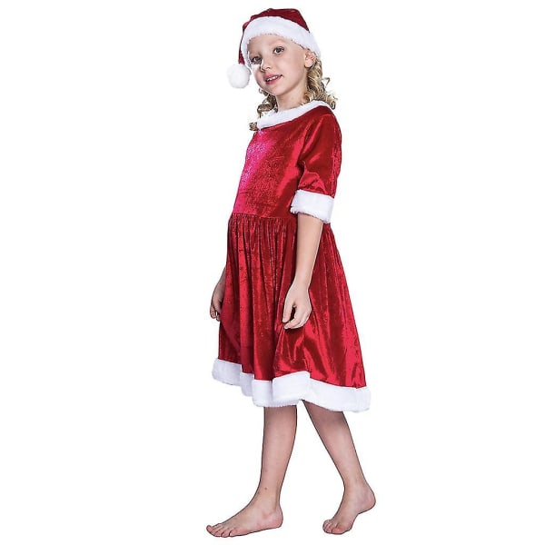 Lille pige Lille rød julekjole Festligt outfit i høj kvalitet L
