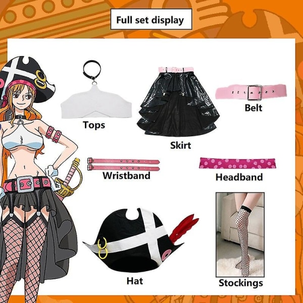 Anime Film Film Rød One Piece Nami Cosplay Kostumer Top Nederdel Bæltedragt Anime Nami Battle Suit Cosplay Halloween Kostumer Kvinder XL
