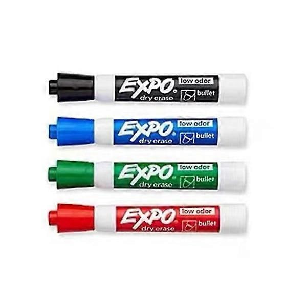 Expo Low Odor -tussisetti, viistopää, suunniteltu valkotauluille, lasille ja useimmille huokoisille pinnoille, 4 väriä