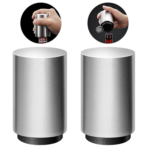 Rostfritt Stål Kapsylöppnare, 2-pack Magnetisk Ölflasköppnare Trycköppnare