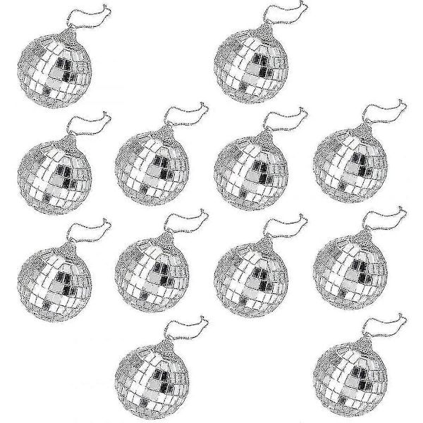12 stk. 5 cm Spejl Diskokugle Spejl Party Juledekoration Med Stropper