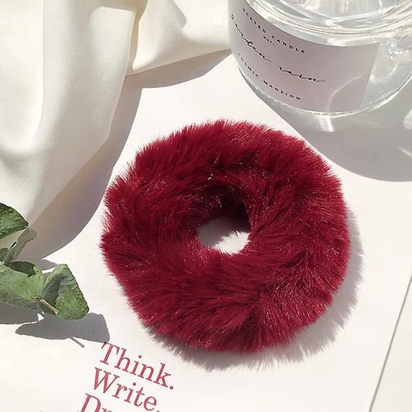 Mote Fluffy Scrunchie Elastisk Hårstrikk Tau Bånd Rund Jenter Kvinner Scrunchie