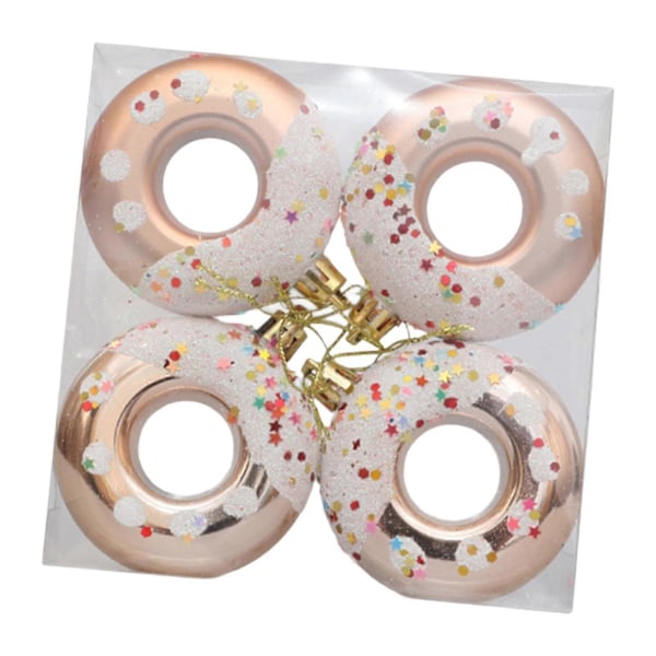 4 Stykker Donut Julepynt Festartikler Juletre Anheng Donut Hengende Dekorasjon for Vindu Veranda Festivaler Balkong