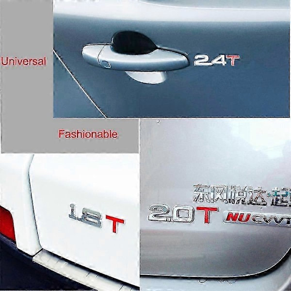 3D Universaali Tarra Kromattu Metalli 1.6T Auto Emblem Badge Tarra Auton Perävaunu Kaasun Syötön Tunnistus