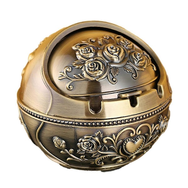 Vintage Vindtät Askkopp med Lock - Retro Metall Askkopp för Inomhus- och Utomhusbruk, Dekorativ B