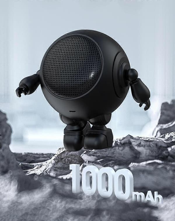 Bluetooth Robot Højttaler Sød Bærbar Lille Stål Bluetooth Audio Trådløs (Sort)