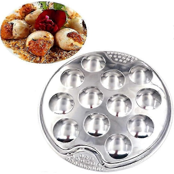 Snigel Escargot Tallrik Rostfritt Stål Förtjockad Snigelrätter 12 Fack Hål Tång Set Mat Tallrik