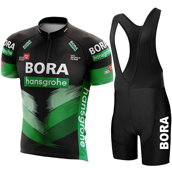 UCI BORA Pyöräilyjersey Set Miesten Bib Shortsit Polkupyörän Lyhythihaiset Pyöräilyvaatteet Pyöräilyvaatteet Pyöräily Maillot Ciclismo Hombre Mustat Setit MTB:lle Silver Asian size - L