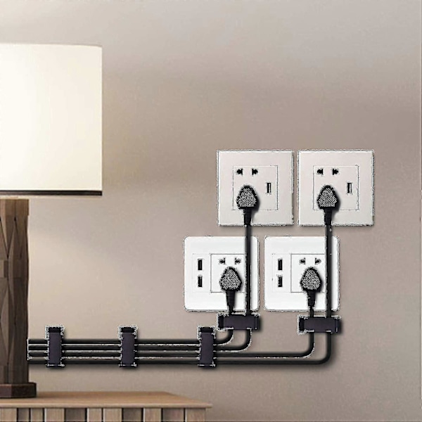 50 st Sladdorganiserare, Hantering USB-kabel Strömkabelklämmor, svart