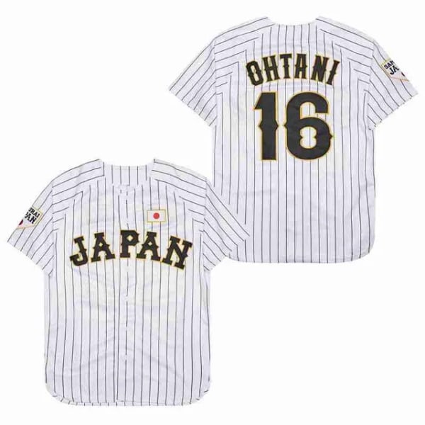 baseball-paita Japani 16 OHTANI-paidat Ompelu Kirjonta Laadukas Halpa Urheilu Ulkoilu Valkoinen Musta raita 2024 Maailman uusi picture XXXL