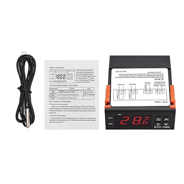 Digital Temperaturregulator STC-1000 Intelligent Temperaturregulator AC 110~220V Køleskabs Termostat Støtte Opvarmning/Køling/Temperaturkorrektion