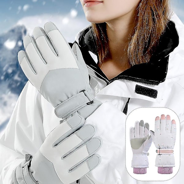 Ski Snehandsker Vinter Koldt Vejr Vindtætte Varme Ski SK13 Grey Snowflake rabbit
