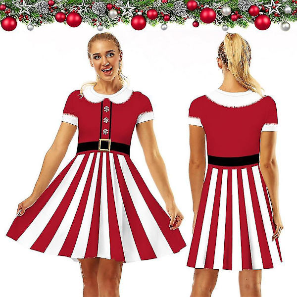 3d Ugly Christmas Print Klänning Kortärmad Unik Flare Klänning Jul Kvinnor Fest Korta Klänningar För Sommar Höst XL