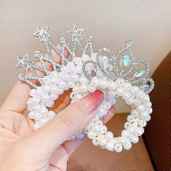 Pige prinsesse perle hoved reb lille pige fører hovedet af elastik 1 stykke hvid