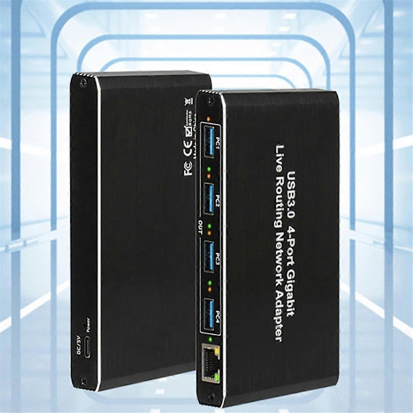 USB3.0 Gigabit Nettverksadapter Plug and Play Driver-Fri 4-Port Gigabit RJ45, for Datamaskiner, Live St