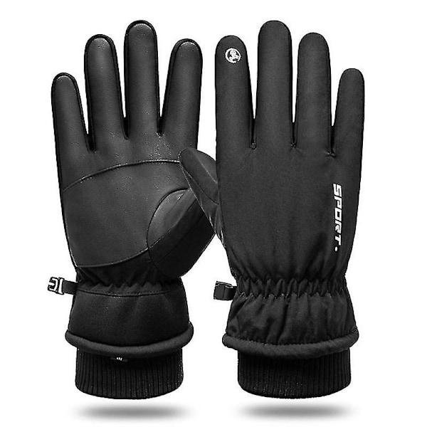 Skihandsker - Vandtætte åndbare snowboardhandsker, varme vintersnehandsker, passer til både mænd og kvinder BLACK XL