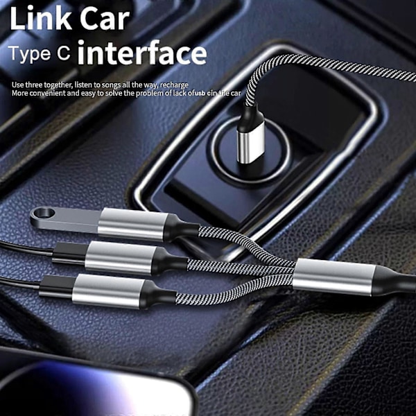 USB C Han til 3 USB C Hun Splitter til Type C Telefoner, Tablets, Laptops