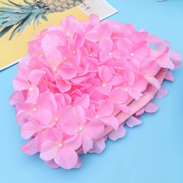 Fashionabel Simning Blommig Blad Stilfull Badmössa Storlek L för Kvinnor (Rosa)