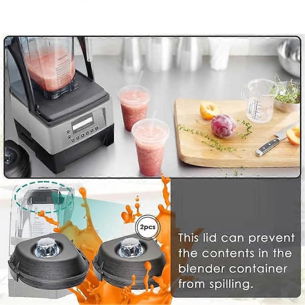 2 stk. blenderlåg til Vitamix Advance-beholdere 48Oz & 32Oz - Erstatningsblenderlåg til Vitamix Quiet One, VM0145 Black
