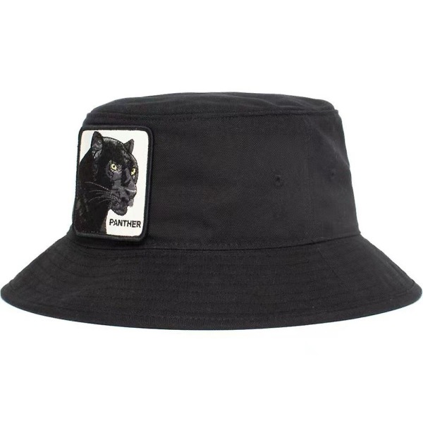Animal Black Panther Bøtte Hat Cap For Kvinner Menn Unisex Fashion Hip Hop Broderi Hat