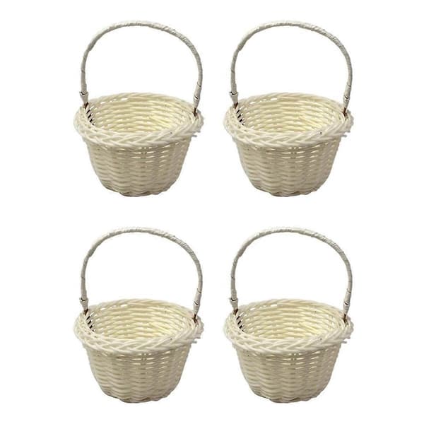 4-pack Mini Vävda Korgar, Bröllopsblomkorg, 8x5 cm Korgar för Blommor, Blomsterflickakorgar, B