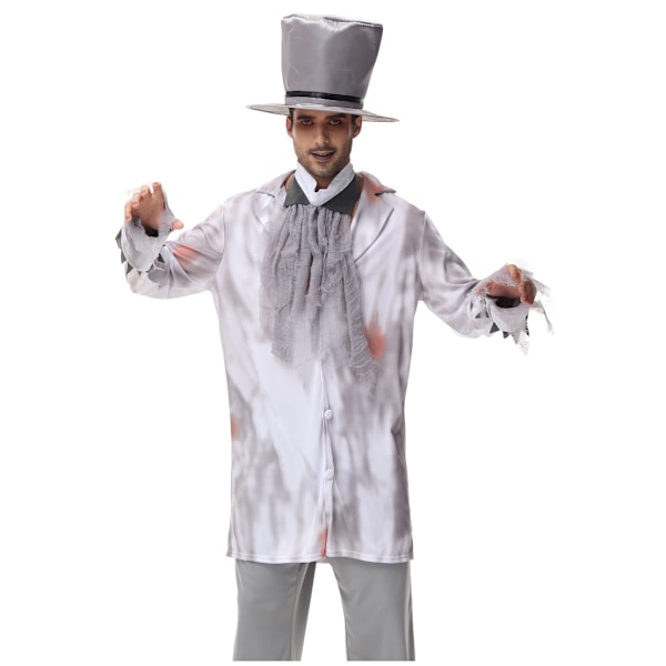 Halloween horror korsett grå vampyr brud maskerade cosplay zombie dress man M