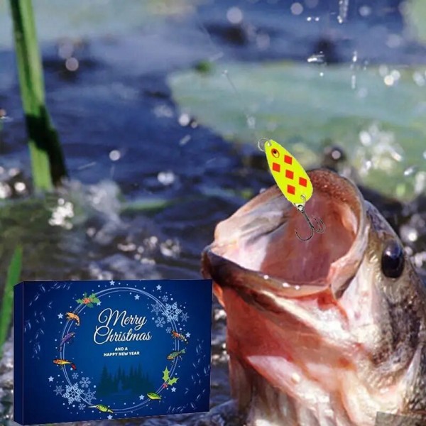 Jule-adventskalender 2023 fiskesluksett 24 dagers nedtellingskalender Overraskelsesgaver fiskeutstyr Blindboks til far style 1