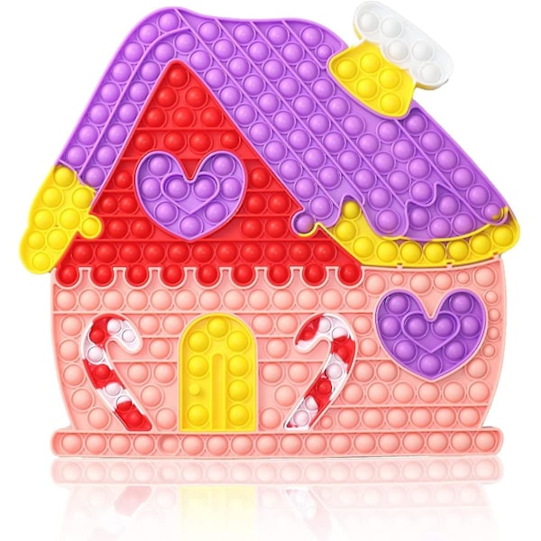 Stor Julhus Pop Fidget Leksaker, Jul Jumbo Pussel Pop Spel Tryck Det, Stora Fidget Popper Pussel Sensoriska Leksaker, Jätte Bubbel Poppande Sensoriska Le