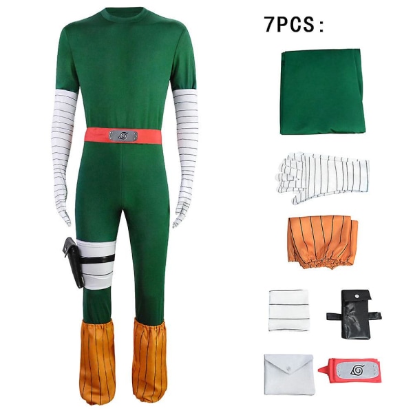 2023 Ny Cosdaddy Anime Rock Lee Cosplay kostym Vuxen män Jumpsuit Peruk Outfits Halloween Carnival Party Kostym M