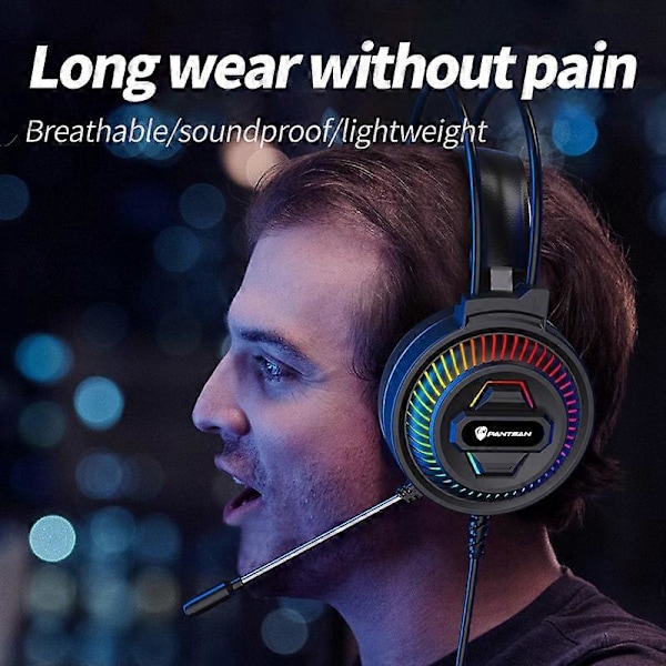 Nya Professionella LED Kattöron Trådbundna Gaming Hörlurar Med Mikrofon För PS4 PS5 Xbox Dator PC Gaming Headset Med Volymkontroll