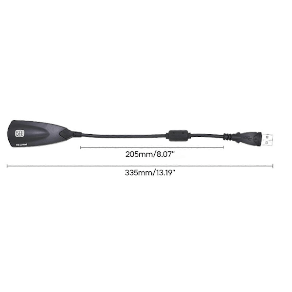 Ulkoinen 7.1-kanavainen USB-äänikortti 3,5 mm:n mikrofonilla Laadukas äänikorttimuunnin Kannettava USB-3,5 mm -sovitin Musta