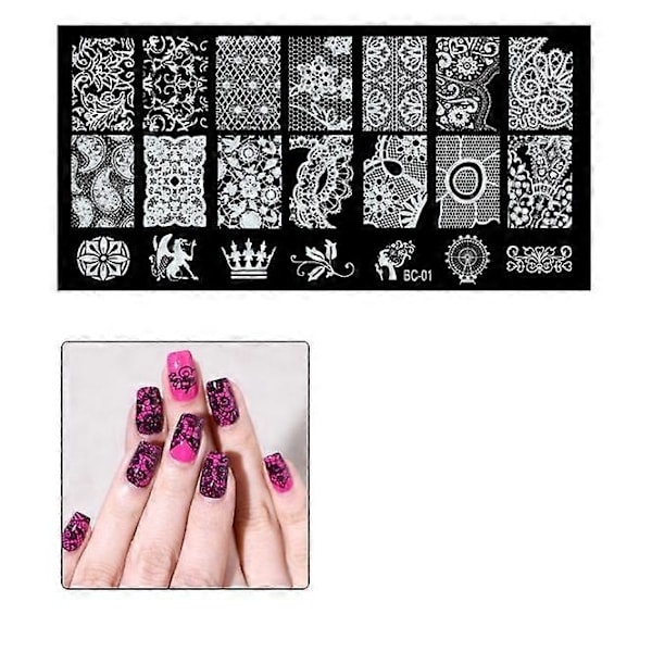 21 Stk. Neglekunst Stemplingsplader - Stempel, Skraber, Perfekt til at Skabe Udførlige og Personlige Negledesigns