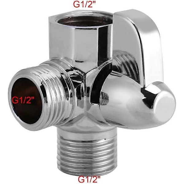 Bryterventil Dusjbryter Universal 3-veis Messing Krom Bryteradapter G1/2 Tomme T-formet Adapter Dusjarmventil Montert