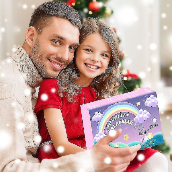 Jule-adventskalender 24 dagers nedtelling Unicorn Hårnåler Ringer Surprise Blindboks For Jenter Julegave