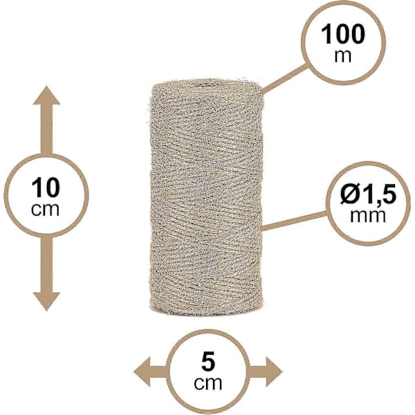 Luonnollinen juuttinaru 2mm 100m puutarhanhoitoon, askarteluun, käsitöihin Bjn100