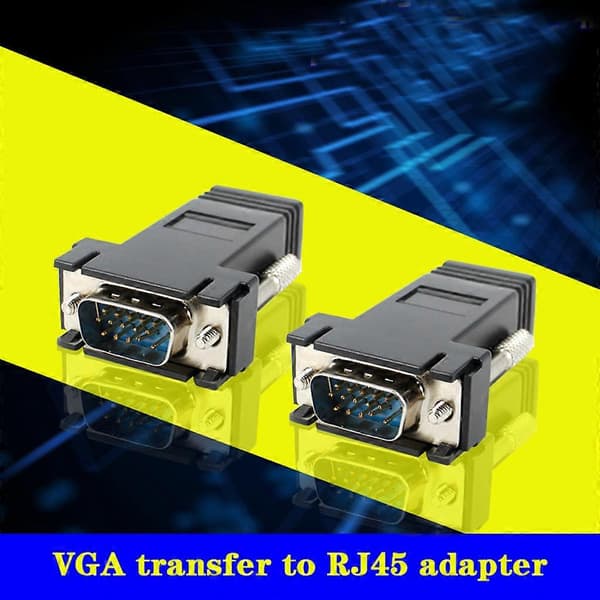VGA Extender Han Til Lan Cat5 Cat5e/6 RJ45 Ethernet Hun Konverter Adapter