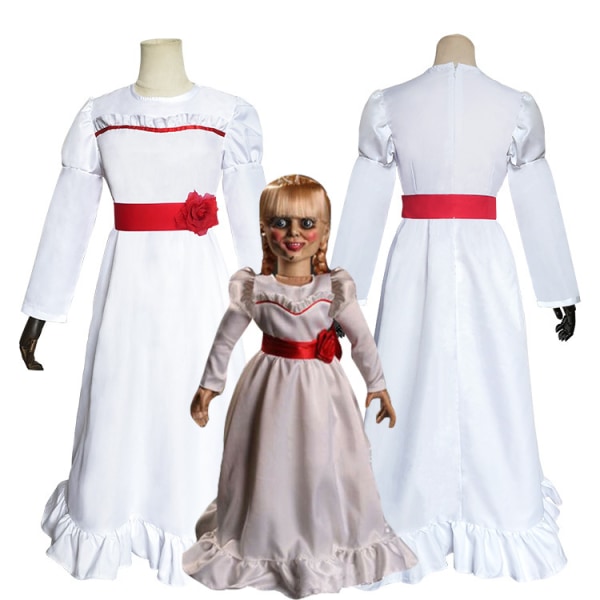 ConjingDoll Annabell Halloween Skrekk Hvit kjole Cosplay-kostyme 150cm