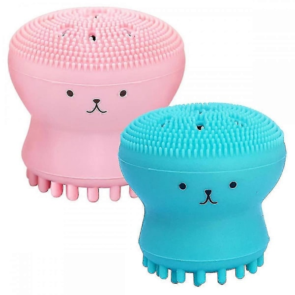 2 - Ansiktsrengöringsborste Silikon Ansiktsborste och Massager Bläckfiskformad Rengöringsborste för Djuprengöring Skonsam Exfoliering Hudmassage