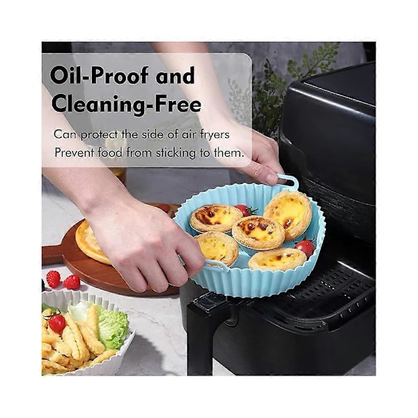 Airfryer silikone måtte multifunktionel liner airfryer bageplade Pink + blå total 2 STK