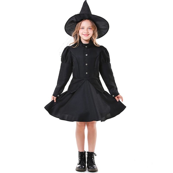 Flera flickor Klassisk svart häxa kostym Devil Spöke Tyll Bokvecka Rollspel Cosplay Carnival Halloween Fancy Party Dress Black 01 XL